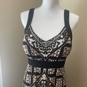 White House Black Market black and brown patterned maxi dress